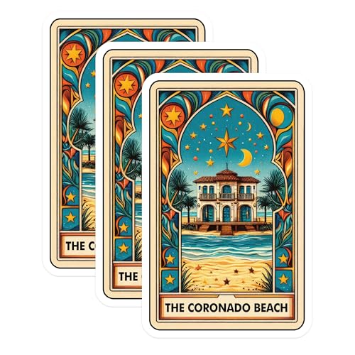 (3 Pack) Coronado Beach Decals - California Beach - Coastal Home Decor - 3 Inches On Longest Side - Easy Peel & Apply - Made in USA - 3MCS8705