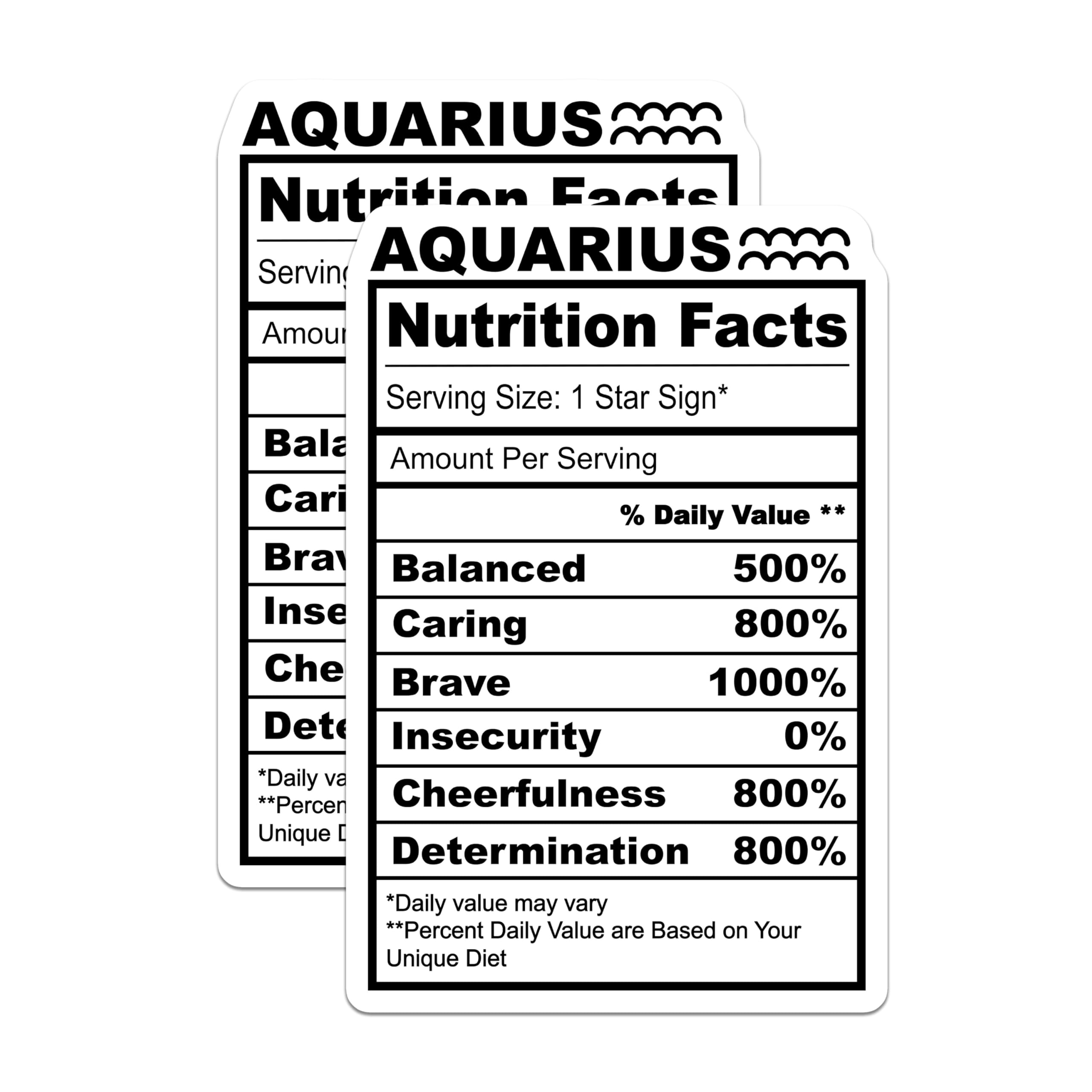 (2 Pack) Aquarius Magnets - Zodiac Nutrition Facts - Astrology Signs Decor - 5" On Longest Side - Premium Magnet - for Cars, Refrigerators, Toolboxes, Lockers - Made in USA - MAG15425