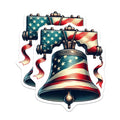 (2 Pack) Liberty Bell Stickers - American Flag Decals - Patriotic Stickers 5" On Longest Side - Sticks to Smooth Flat Surfaces - Made in USA - BMCS13301
