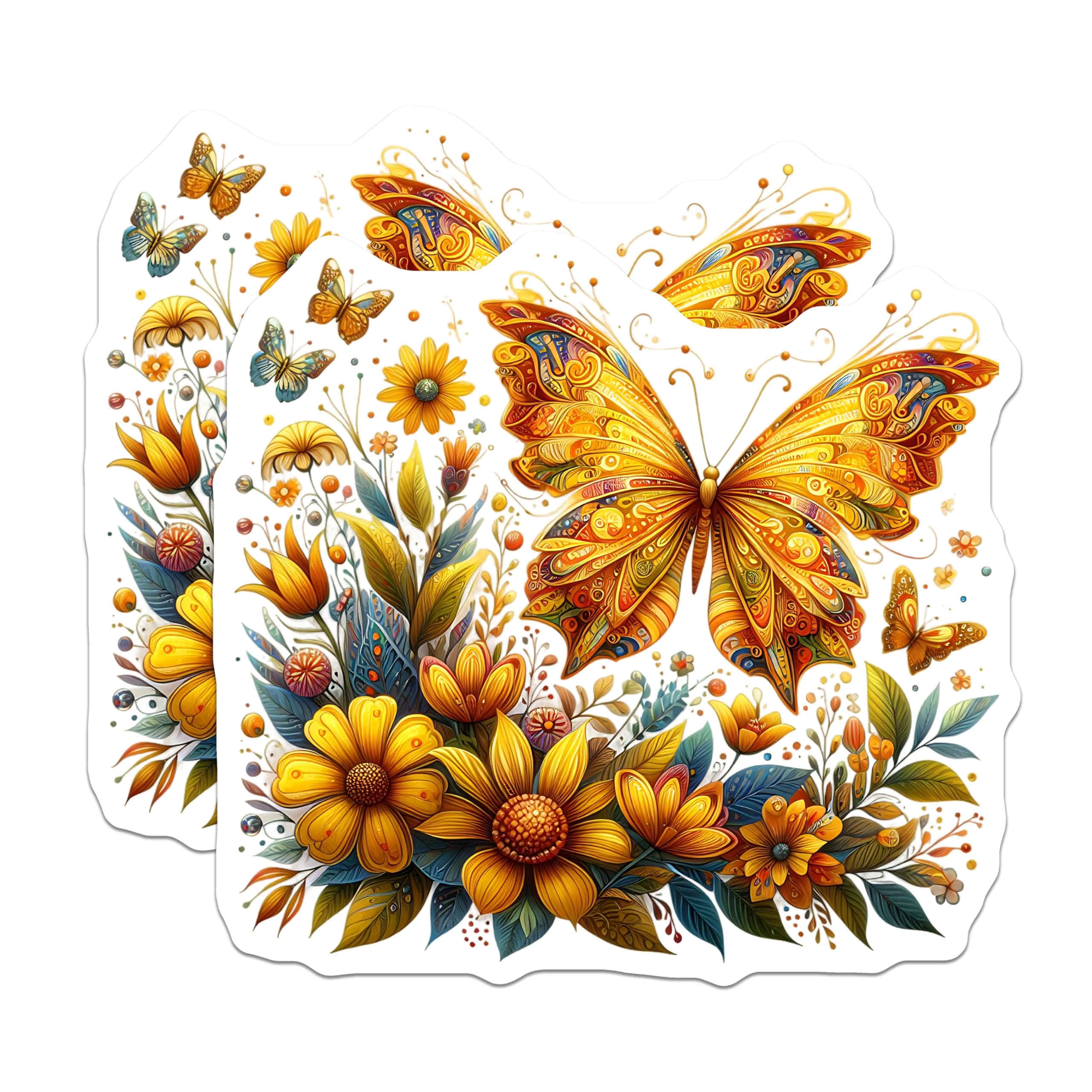 (2 Pack) Butterfly Magnets - Floral Art Magnets - Decorative Home Magnets - 5" On Longest Side - Premium Magnet - for Cars, Refrigerators, Toolboxes, Lockers - Made in USA - MAG16137