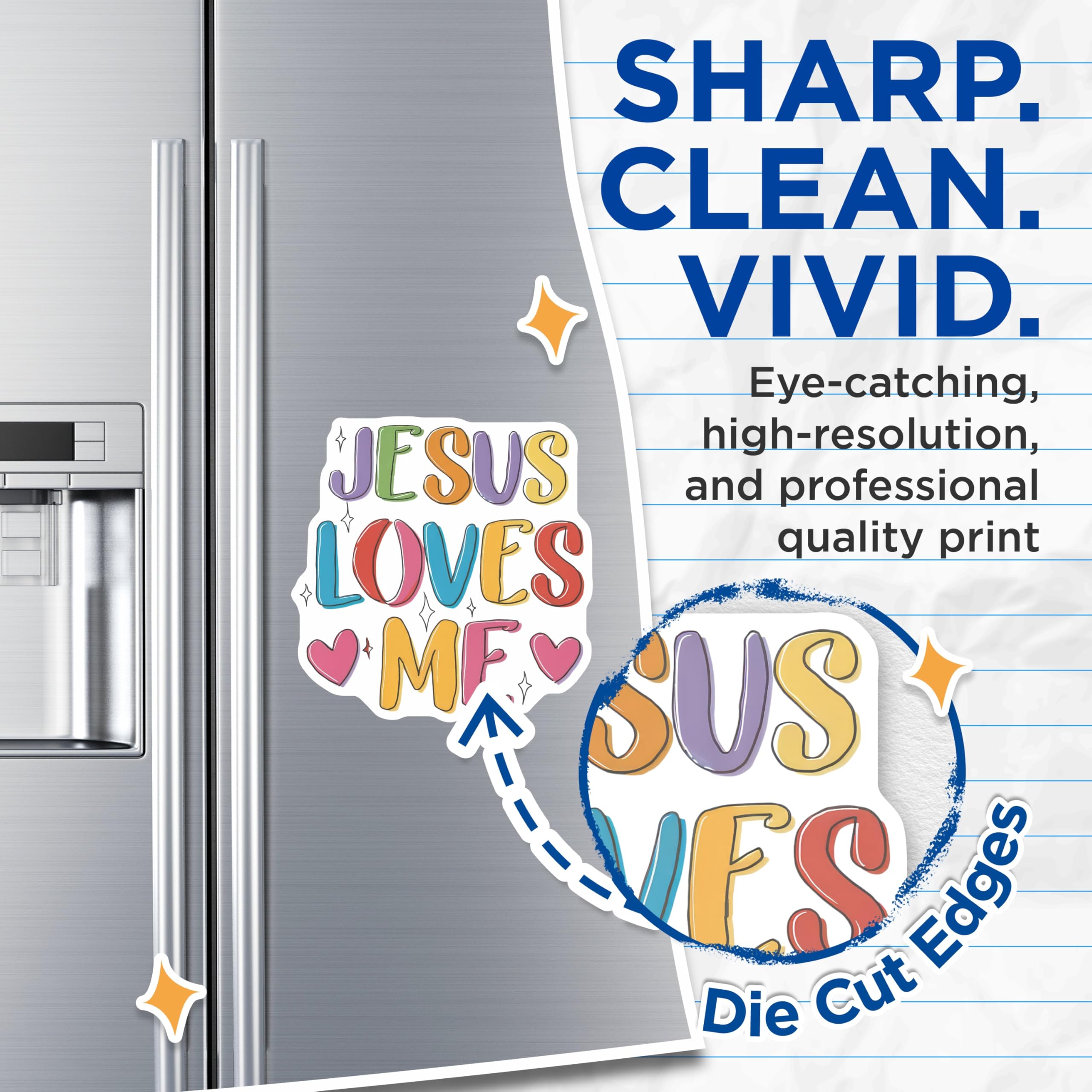 (2 Pack) Jesus Loves Me Magnets - Inspirational Christian Fridge Decor - Faith Based Kitchen Art Accessories - 5 Inches On Longest Side - Thick Durable Magnet - Made in USA - MAG29510