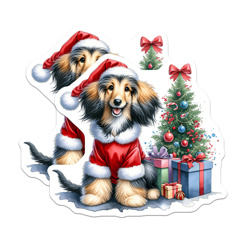 (2 Pack) Christmas Dog Magnets - Santa Puppy Refrigerator Decor - Festive Holiday Locker Accessory - 5 Inches On Longest Side - Thick Durable Magnet - Made in USA - MAG26089