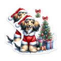 (2 Pack) Christmas Dog Magnets - Santa Puppy Refrigerator Decor - Festive Holiday Locker Accessory - 5 Inches On Longest Side - Thick Durable Magnet - Made in USA - MAG26089