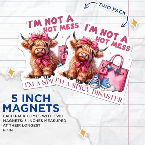 (2 Pack) Funny Cow Magnets - Cute Animal Magnet - Humor Kitchen Decal - 5" On Longest Side - for Cars, Fridges, Toolboxes - Made in USA - MAG3705