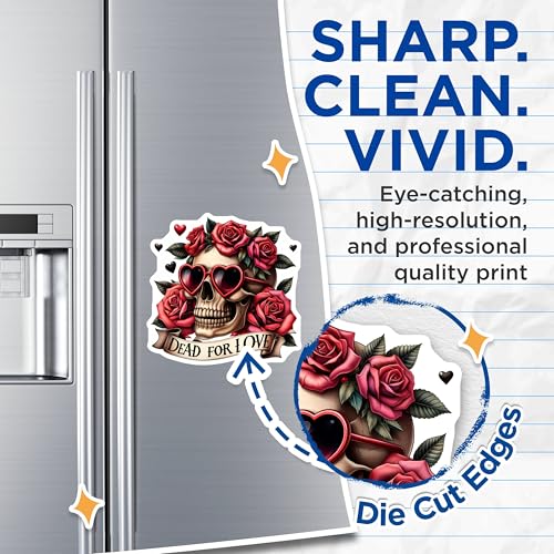 (2 Pack) Dead for Love Magnets Magnets - Skull Heart Sunglasses Design - 5" On Longest Side - Made in USA - Sticks to Refrigerators & Metal Surfaces - MAG8764