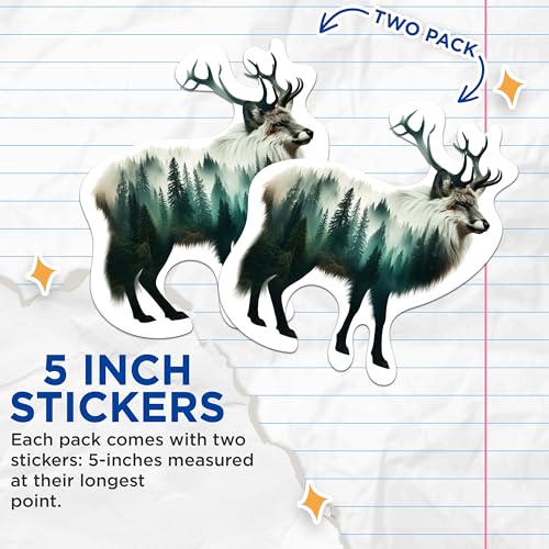 (2 Packs) Elk Cool Wilderness Nature Animal Stickers - Cool Nature Lover Animals Decals - 5 Inches On Longest Side - Premium Vinyl Decal - Sticks to Any Smooth Flat Surface - Made in USA - BMCS2270