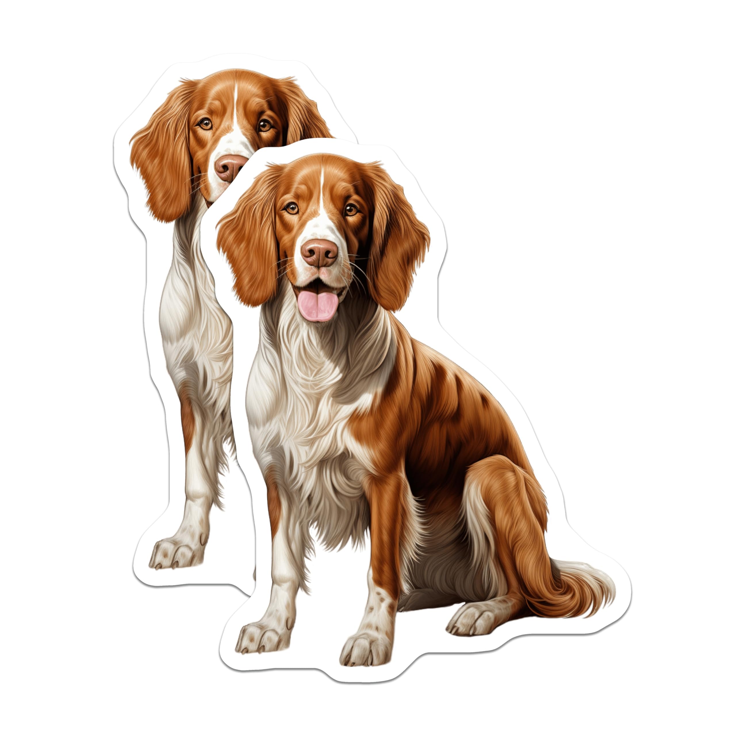 (2 Pack) Springer Spaniel Dog Magnets - Adorable Pet Lover Home Decor - Realistic Brown White Canine Art - 5 Inches On Longest Side - Thick Durable Magnet - Made in USA - MAG29319