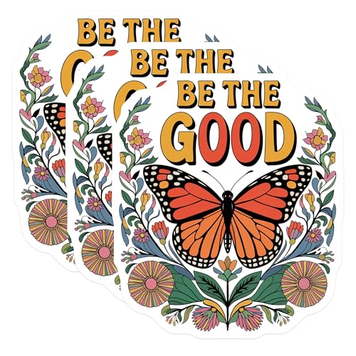 (3 Pack) Butterfly Decals - Motivational Quote Decal - Be The Good Sticker- 3 Inches On Longest Side - Easy Peel & Apply - Made in USA - 3MCS5725