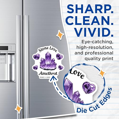 (2 Pack) Stone Love Amethyst Magnets - Peace Love Calm - Crystal Decor for Fridge - 5" On Longest Side - for Cars, Fridges, Toolboxes - Made in USA - MAG6569