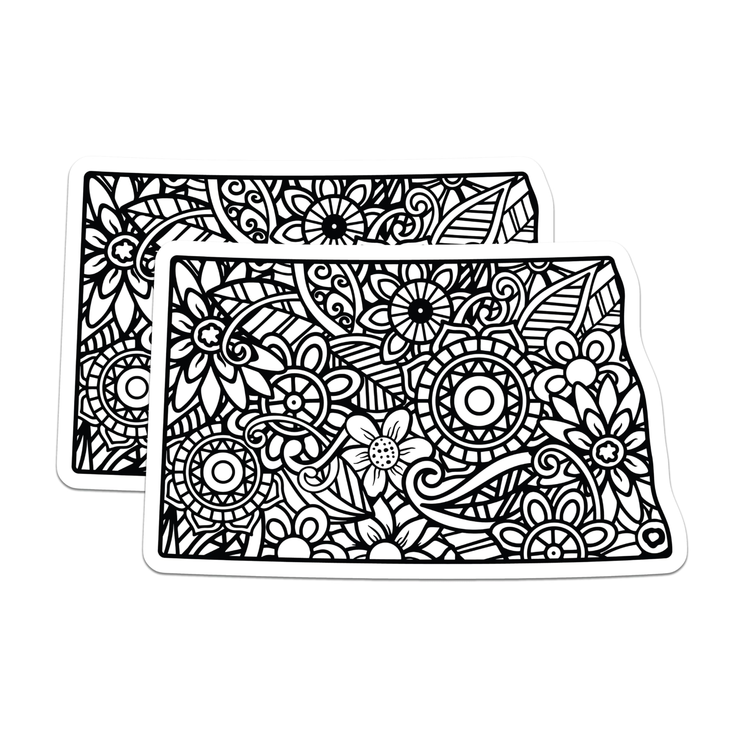 (2 Pack) Floral Pattern Magnets - Black and White Design - Decorative Fridge Magnets - 5" On Longest Side - Premium Magnet - for Cars, Refrigerators, Toolboxes, Lockers - Made in USA - MAG18280