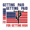 (2 Pack) Funny Lineman Magnets - Getting Paid for Getting High - Electrician Utility Pole Worker - American Flag Patriot - 5 Inches On Longest Side - Thick Durable Magnet - Made in USA - MAG20295