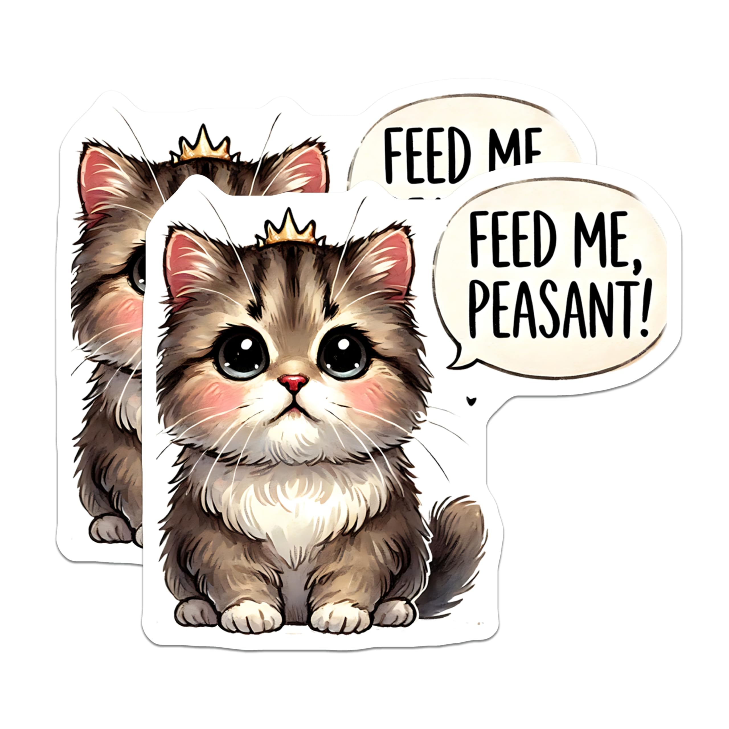 (2 Pack) Kitten Magnets - Feed Me Peasant - Funny Cat Decor - 5" On Longest Side - Premium Magnet - for Cars, Refrigerators, Toolboxes, Lockers - Made in USA - MAG14422