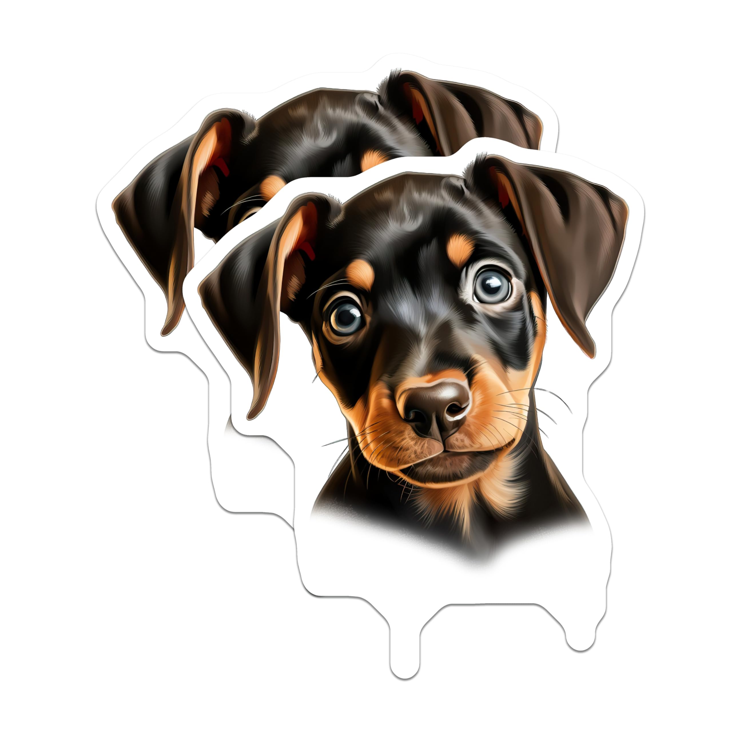 (2 Pack) Doberman Puppy Magnets - Cute Pet Lover Refrigerator Decor - New Canine Parent - 5 Inches On Longest Side - Thick Durable Magnet - Made in USA - MAG30881