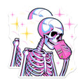 (2 Pack) Vaporwave Skeleton Magnets - Pastel Goth E-Girl Fridge Locker Decor - Quirky Skull Juice Box Aesthetic - 5 Inches On Longest Side - Thick Durable Magnet - Made in USA - MAG37427