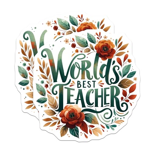 (2 Pack) World's Best Teacher Magnets - Inspirational Teacher - Appreciation Gifts for Teachers - 5" On Longest Side - for Cars, Fridges, Toolboxes - Made in USA - MAG4428