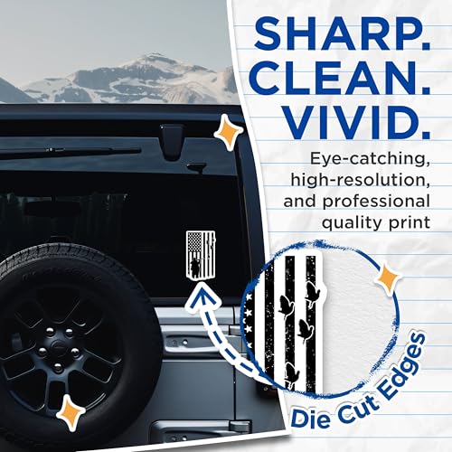 (2 Pack) Hunting Silhouette Stickers - American Flag Sticker - Patriotic Decal - Wildlife Hunting Decal - 5" On Longest Side - Sticks to Smooth Flat Surfaces - Made in USA - BMCS5074