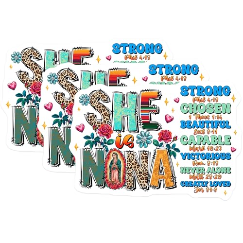 (3 Pack) Nona Decals - Inspirational Bible Verse - Strong Chosen Beautiful Decals - 3 Inches On Longest Side - Easy Peel & Apply - Made in USA - 3MCS7230