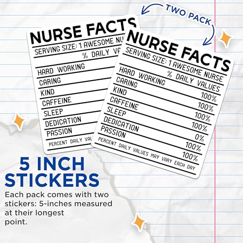 (2 Pack) Nurse Facts Stickers - Funny Nurse Humor - Medical Professionals Appreciation - 5" On Longest Side - Sticks to Smooth Flat Surfaces - Made in USA - BMCS9116