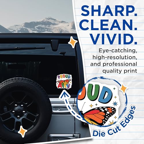 (2 Pack) Proud Ally Stickers - 5" On Longest Side - Sticks to Smooth Flat Surfaces - Made in USA - BMCS9159 - BMCS9159