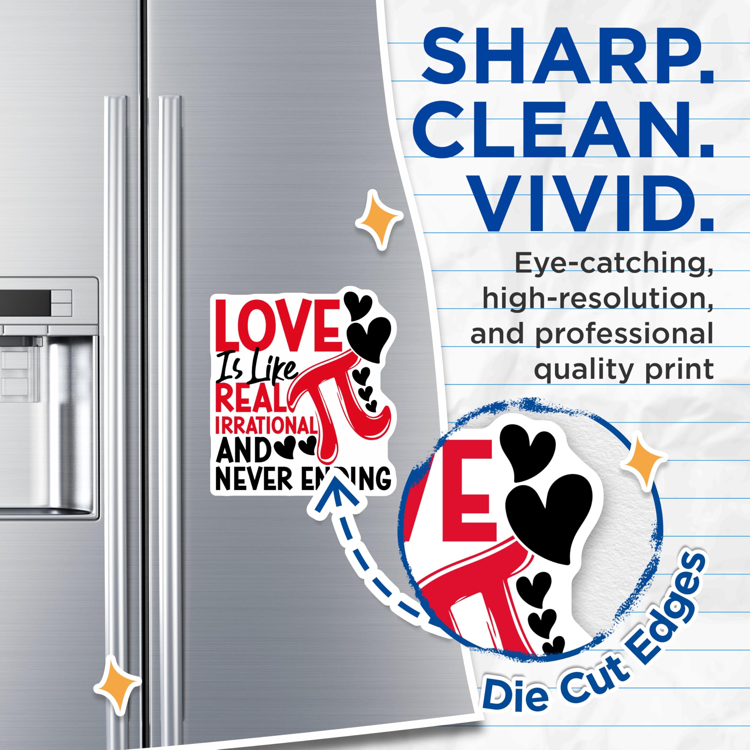 (2 Pack) Irrational Love Magnets - Never Ending Love - Pi Day Magnets - Heart Magnets - 5" On Longest Side - Premium Magnet - for Cars, Refrigerators, Toolboxes, Lockers - Made in USA - MAG16799