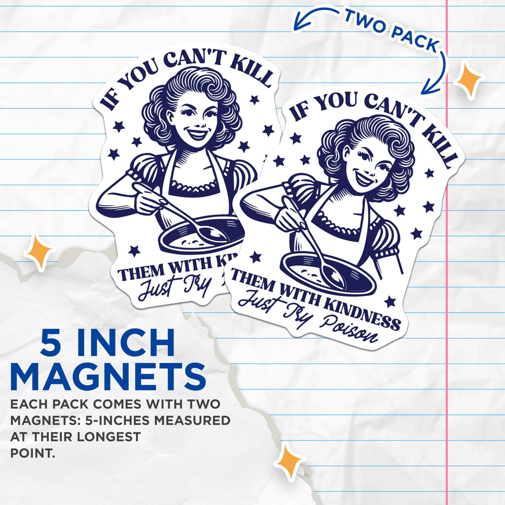 (2 Pack) Retro Housewife Magnets - Funny Kitchen Decor - Sarcastic Magnet - 5" On Longest Side - Premium Magnet - for Cars, Refrigerators, Toolboxes, Lockers - Made in USA - MAG15940