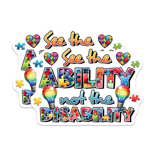 (2 Pack) Inspirational Ability Stickers - Motivational Quotes - Colorful Puzzle Design - 5" On Longest Side - Sticks to Smooth Flat Surfaces - Made in USA - BMCS8122