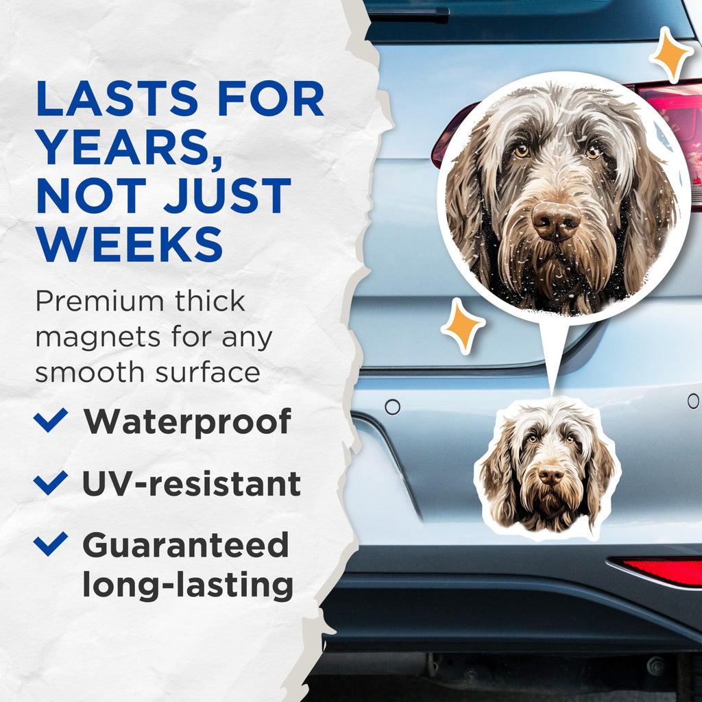 (2 Pack) Wirehaired Griffon Dog Magnets - Pet Portrait Art - Canine Lover Decor - Fridge Locker Display - 5 Inches On Longest Side - Thick Durable Magnet - Made in USA - MAG24515