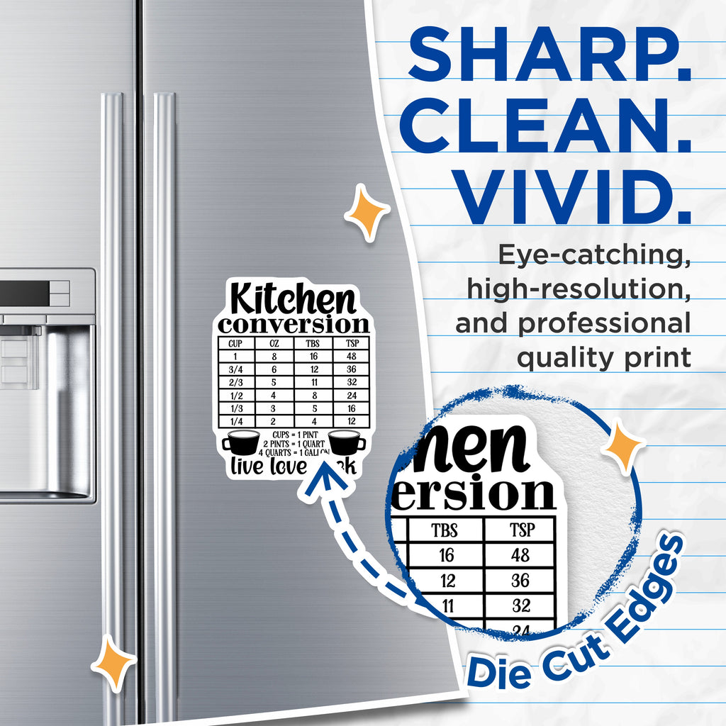 (2 Pack) Kitchen Conversion Chart Magnets - Recipe Measurement Guide - Live Love Cook Refrigerator Decor - 5 Inches On Longest Side - Thick Durable Magnet - Made in USA - MAG36017