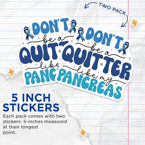 (2 Pack) Diabetes Awareness Stickers - Inspirational Get Well Stickers - Health Support Stickers - 5" On Longest Side - Sticks to Smooth Flat Surfaces - Made in USA - BMCS3823