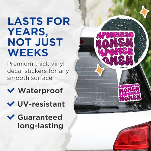 (2 Pack) Empowered Women Stickers - Inspirational Quote - Feminist Decal - 5" On Longest Side - Sticks to Smooth Flat Surfaces - Made in USA - BMCS8341