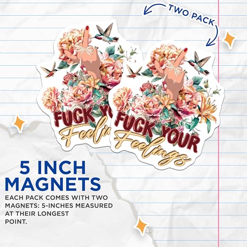 (2 Pack) Funny Sarcastic Magnets Magnets - Middle Finger Attitude - 5" On Longest Side - Made in USA - Sticks to Refrigerators & Metal Surfaces - MAG9032