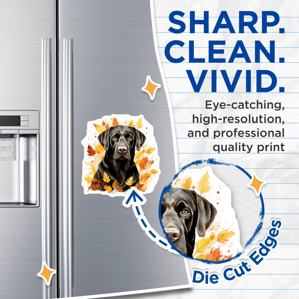 (2 Pack) Black Labrador Retriever Magnets - Autumn Dog Decor - Fall Season Pet Accessory - 5 Inches On Longest Side - Thick Durable Magnet - Made in USA - MAG25852