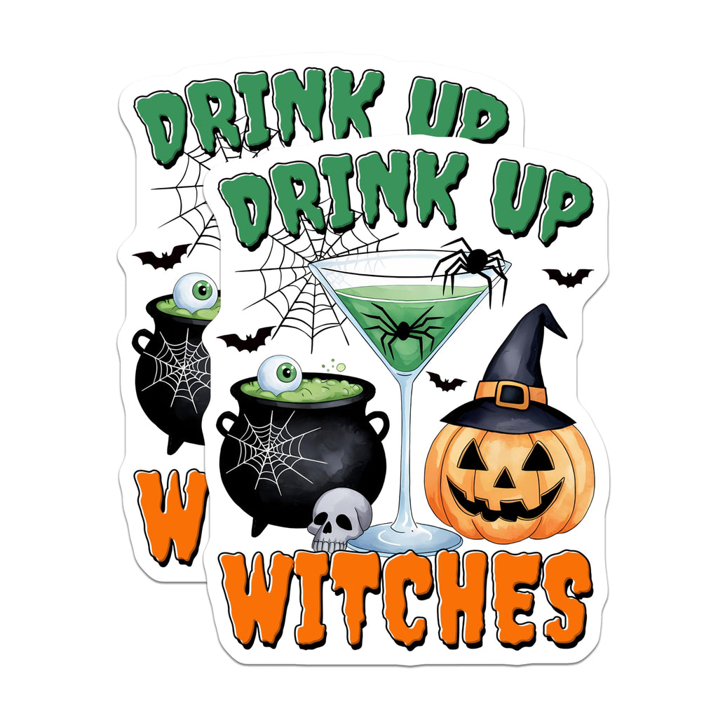 (2 Pack) Halloween Magnets - Drink Up Witches - Spooky Halloween Decor Magnet- 5" On Longest Side - Sticks to Smooth Flat Surfaces - Made in USA - MAG11899