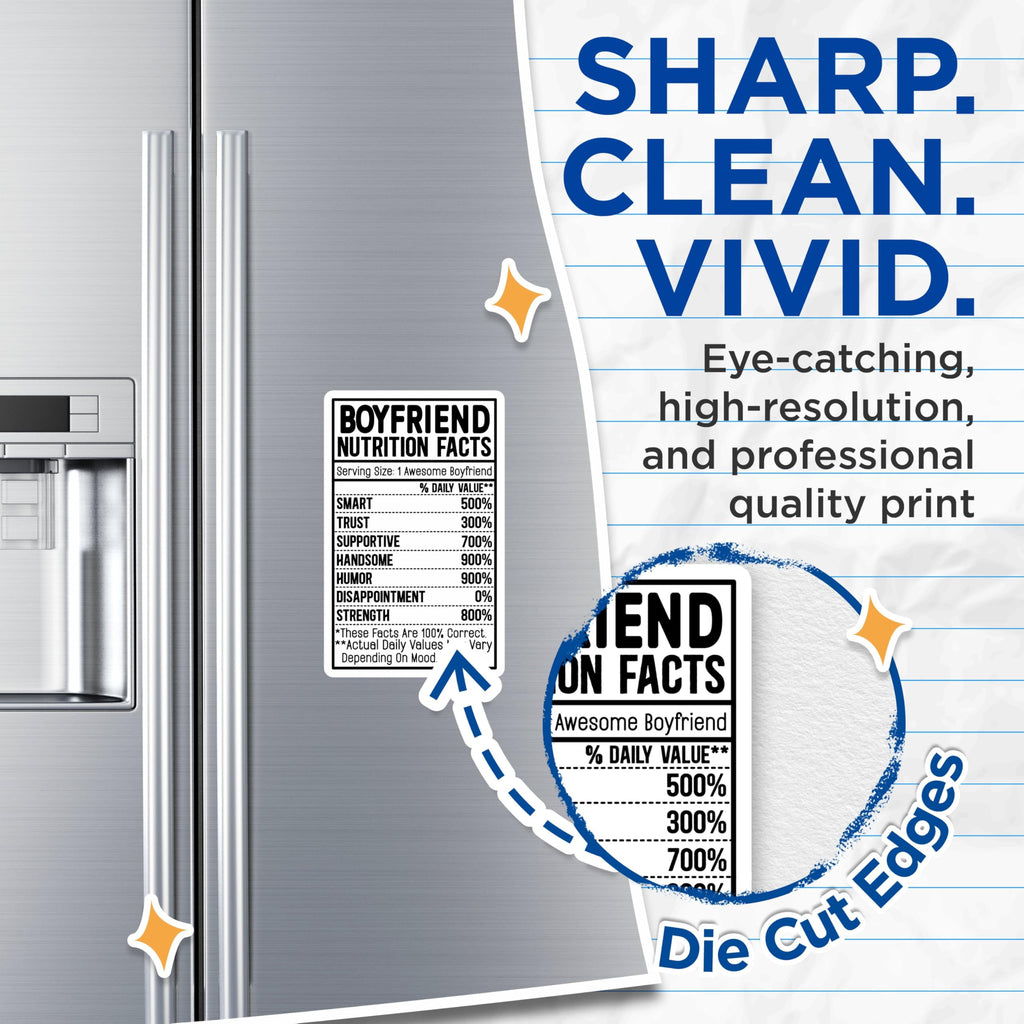 (2 Pack) Boyfriend Nutrition Facts Magnets - Fun Boyfriend - Relationship Humor Magnets - 5" On Longest Side - for Cars, Fridges, Toolboxes - Made in USA - MAG3950