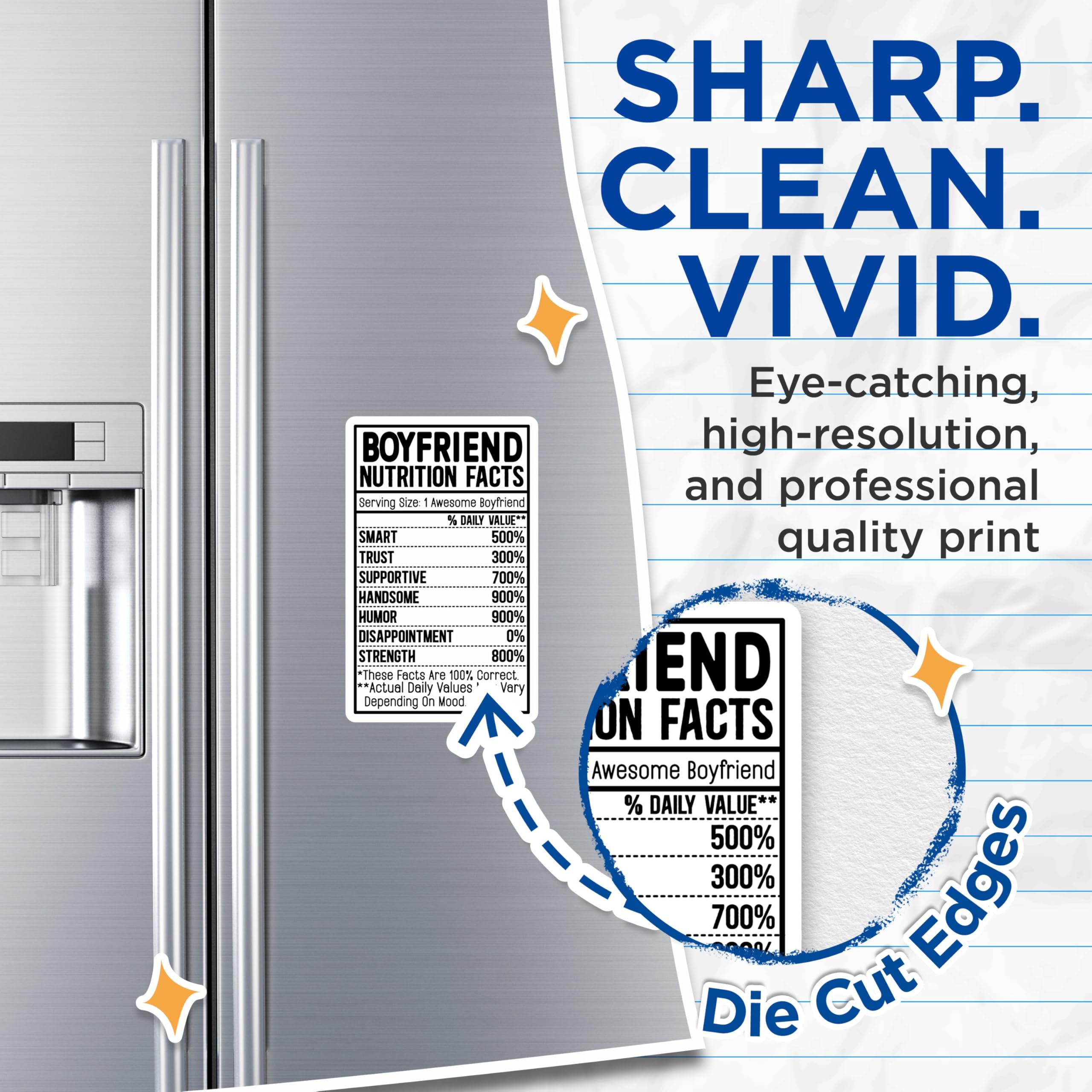 (2 Pack) Boyfriend Nutrition Facts Magnets - Fun Boyfriend - Relationship Humor Magnets - 5" On Longest Side - for Cars, Fridges, Toolboxes - Made in USA - MAG3950