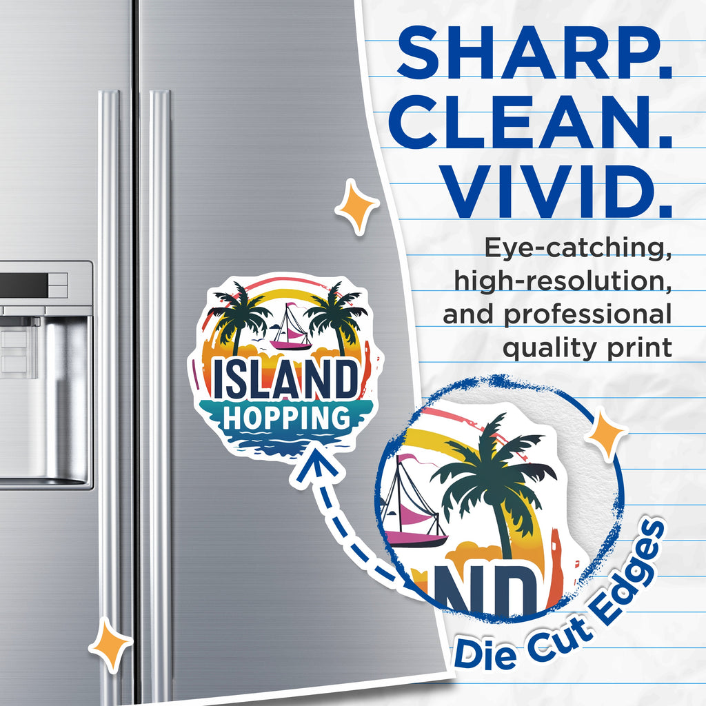 (2 Pack) Island Hopping Magnets - Tropical Travel Decor - Summer Vacation Souvenir - Beach Vibe Refrigerator Accessories - 5 Inches On Longest Side - Thick Durable Magnet - Made in USA - MAG37078