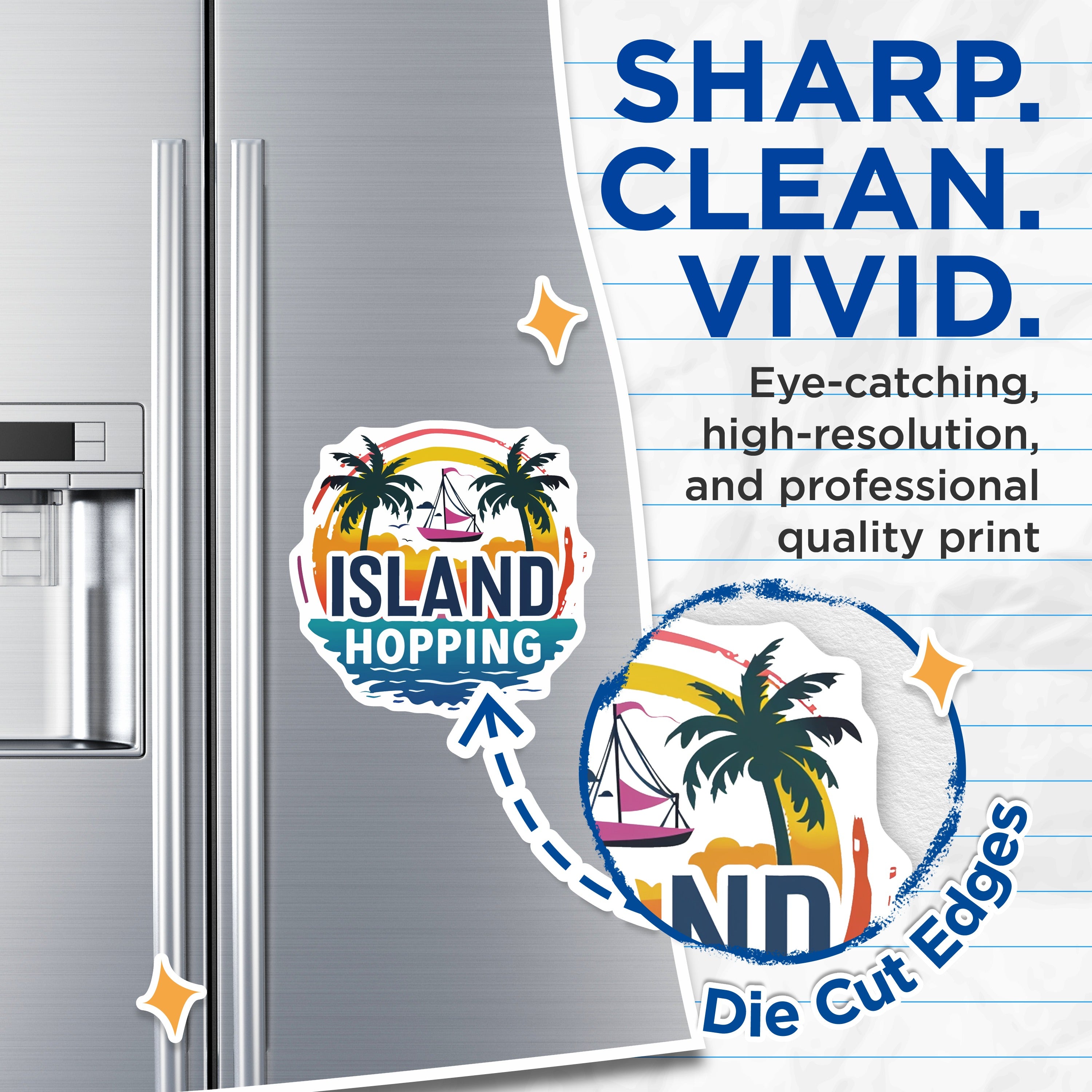 (2 Pack) Island Hopping Magnets - Tropical Travel Decor - Summer Vacation Souvenir - Beach Vibe Refrigerator Accessories - 5 Inches On Longest Side - Thick Durable Magnet - Made in USA - MAG37078