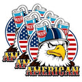 (3 Pack) American Eagle Decals - Beer Helmet Patriot - Patriotic Decal - 3 Inches On Longest Side - Easy Peel & Apply - Made in USA - 3MCS0974