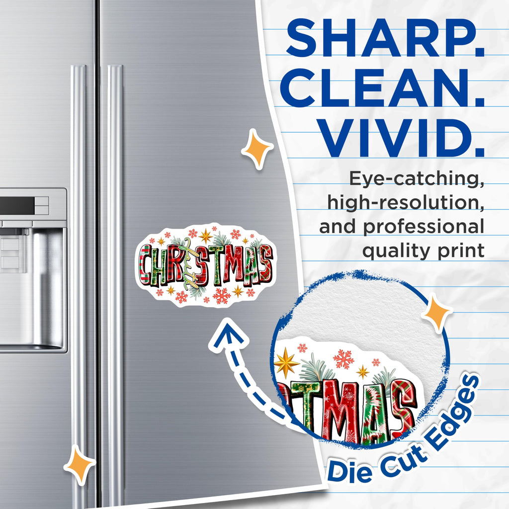 (2 Pack) Christmas Magnets - Plaid Deer Snowflake Holiday Decor - Festive Refrigerator Magnets - 5 Inches On Longest Side - Thick Durable Magnet - Made in USA - MAG23387