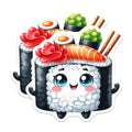 (2 Pack) Cute Sushi Magnets - Kawaii Foodie Refrigerator Decor - Adorable Anime Kitchen Accessories - 5 Inches On Longest Side - Thick Durable Magnet - Made in USA - MAG38555