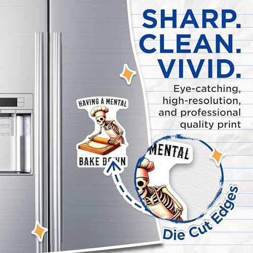 (2 Pack) Skeleton Baking Magnet - Funny Kitchen Decor - Bakery Humor - 5" On Longest Side - Sticks to Smooth Flat Surfaces - Made in USA - MAG9772