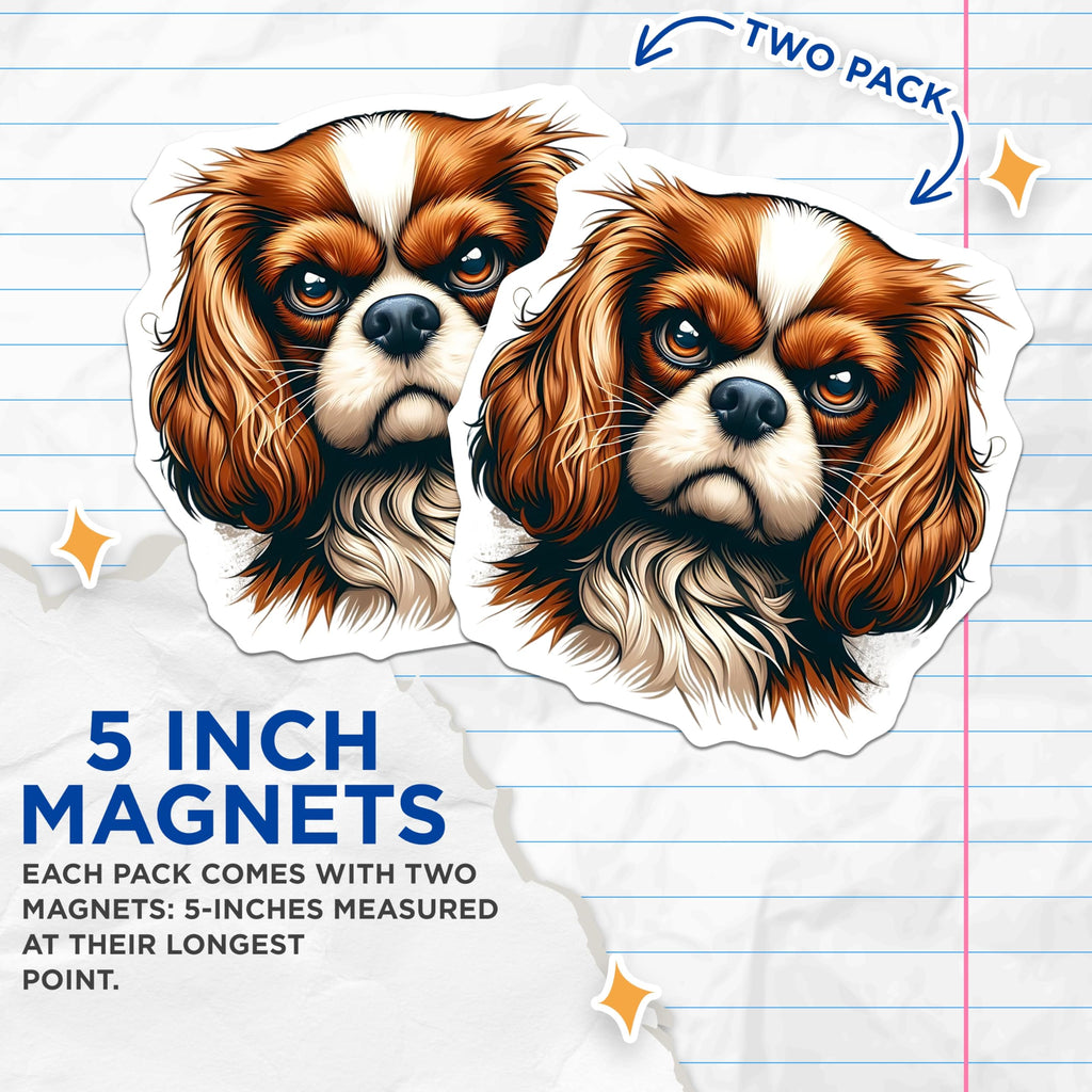 (2 Pack) Cavalier Spaniel Magnets - Dog Breed Art - Fridge Decor - 5" On Longest Side - Premium Magnet - for Cars, Refrigerators, Toolboxes, Lockers - Made in USA - MAG14684