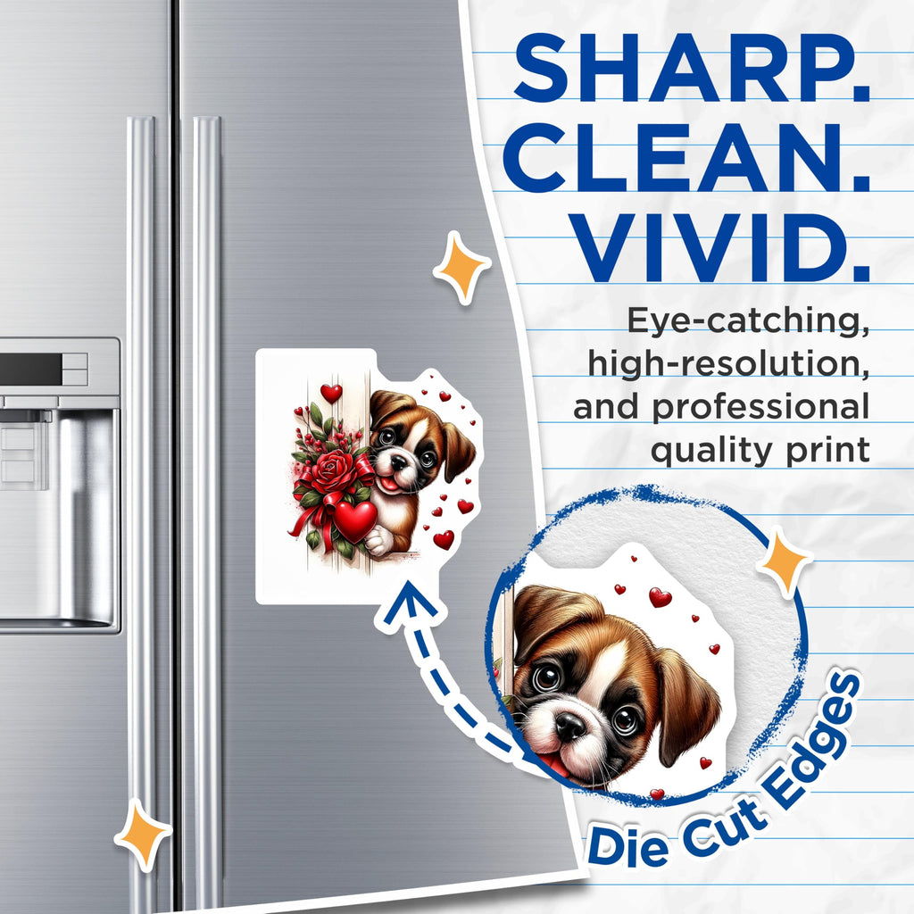 (2 Pack) Boxer Dog Magnets - Floral Hearts - Pet Lover Decor - 5" On Longest Side - Premium Magnet - for Cars, Refrigerators, Toolboxes, Lockers - Made in USA - MAG14765