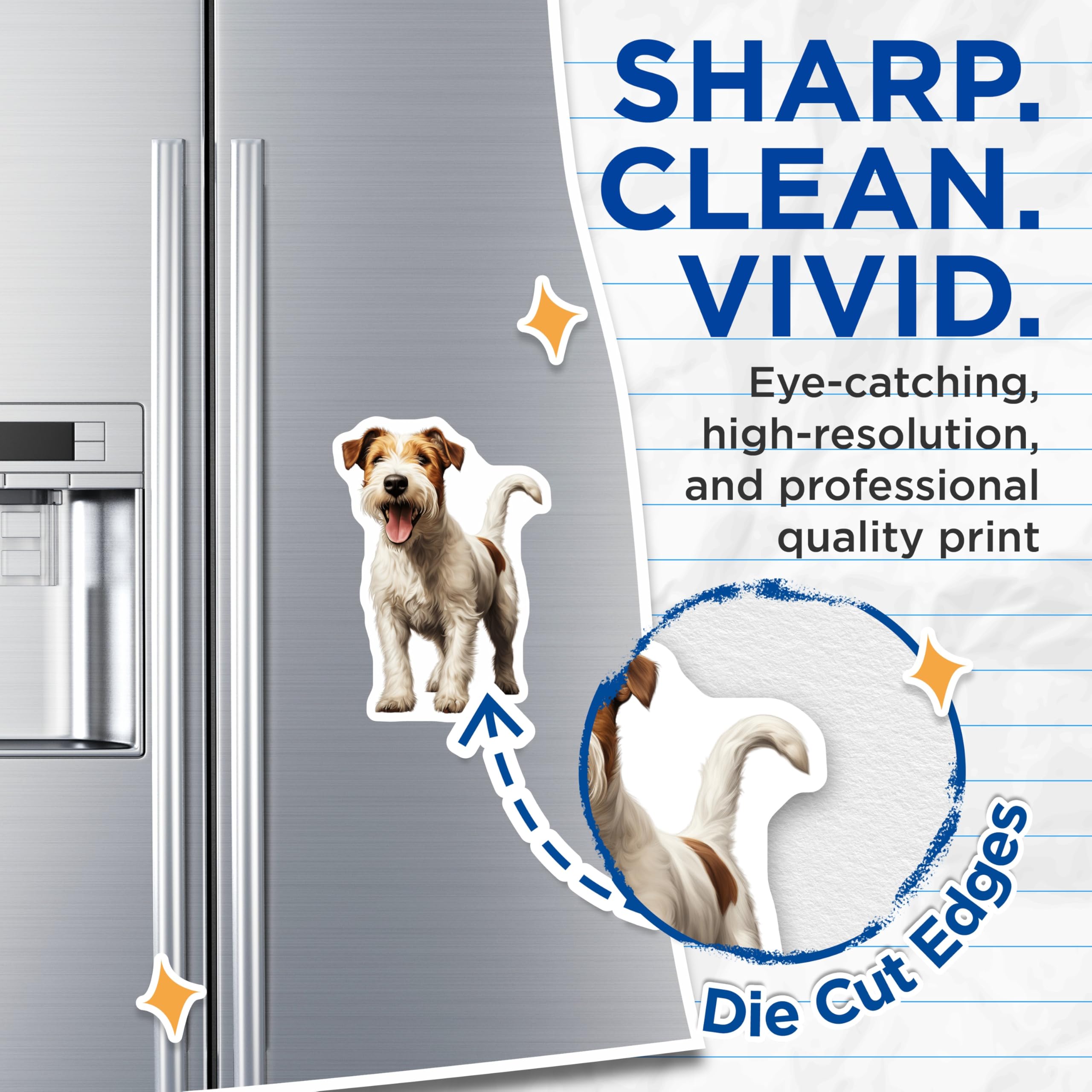 (2 Pack) Jack Russell Terrier Magnets - Happy Dog Art - Dog Owner Home Accent - 5 Inches On Longest Side - Thick Durable Magnet - Made in USA - MAG28819