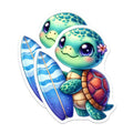 (2 Pack) Cute Sea Turtle Magnets - Adorable Baby Surfer Turtle - Tropical Ocean Beach Fridge Locker Decor - 5 Inches On Longest Side - Thick Durable Magnet - Made in USA - MAG21606
