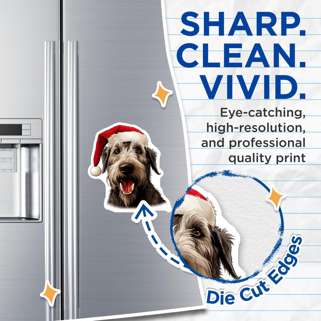 (2 Pack) Christmas Dog Magnets - Santa Hat Pup Refrigerator Decor - Holiday Animal Lover Stocking Stuffer for Pet Parents - 5 Inches On Longest Side - Thick Durable Magnet - Made in USA - MAG26680
