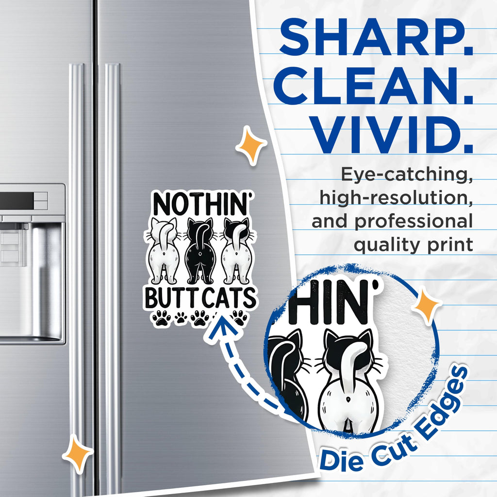 (2 Pack) Nothin Butt Cats Magnets - Funny Cat Magnets - Cat Lover Magnets - Cat Butt Magnets - Animal Butt Magnets- 5" On Longest Side - for Fridges, Toolboxes, Cars - Made in USA - MAG2799