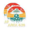(2 Pack) Area 420 Stickers - UFO Alien Theme - Retro Cannabis Design - 5" On Longest Side - Sticks to Smooth Flat Surfaces - Made in USA - BMCS5967