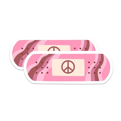 (2 Packs) Peace Pink Bandage Stickers - Positive Inspiring Peaceful Decals - 5 Inches On Longest Side - Premium Vinyl Decal - Sticks to Any Smooth Flat Surface - Made in USA - BMCS2318
