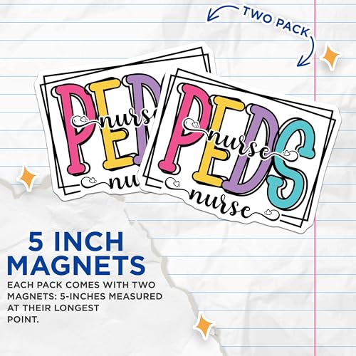(2 Pack) Peds Nurse Magnets Magnets - Pediatric Nurse Decor - 5" On Longest Side - Made in USA - Sticks to Refrigerators & Metal Surfaces - MAG9144
